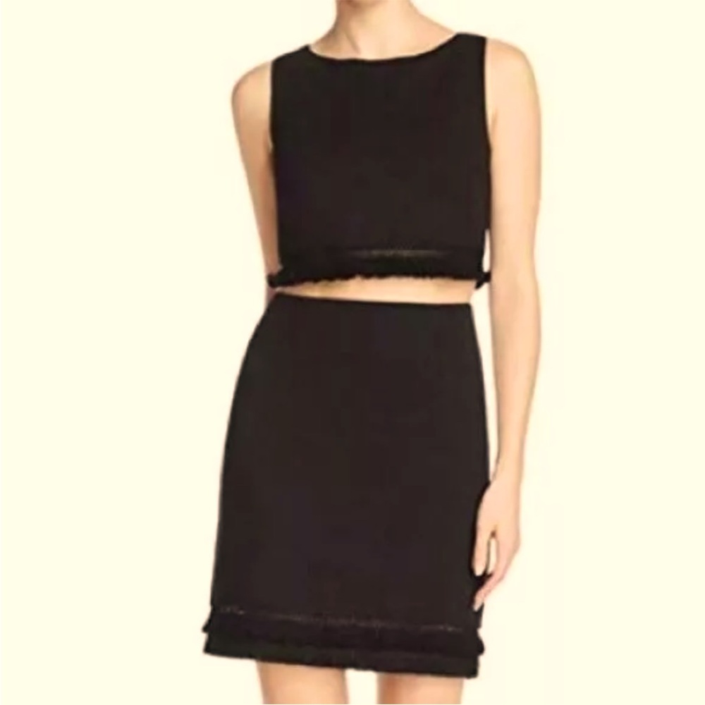 Bailey 44 Sonora Desert Dress in Black, Illusion Cutouts/Fringe, Size Medium NWT